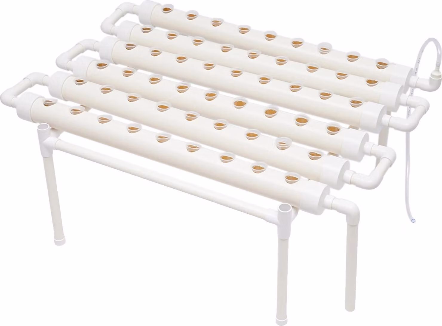 Kit di coltivazione idroponica, 54 postazioni per piante, 1 strato, materiale PVC-U, BIANCO