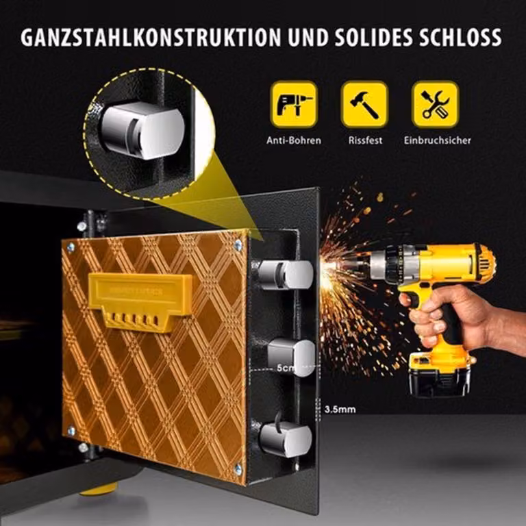 Cassaforte elettronica con serratura a combinazione - Capacità: 31,5 litri - Cassaforte Acciaio al carbonio