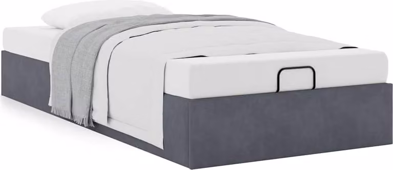 Giroletto senza Materasso Grigio Scuro 90x190 cm Velluto