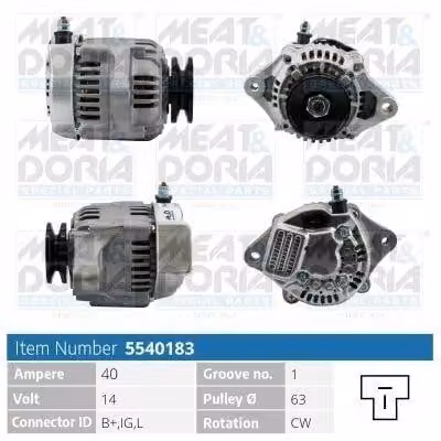 MEAT & DORIA 5540183 Alternatore 40 A 14 V per DAIHATSU HIJET furgone (S85) e PIAGGIO PORTER furgone