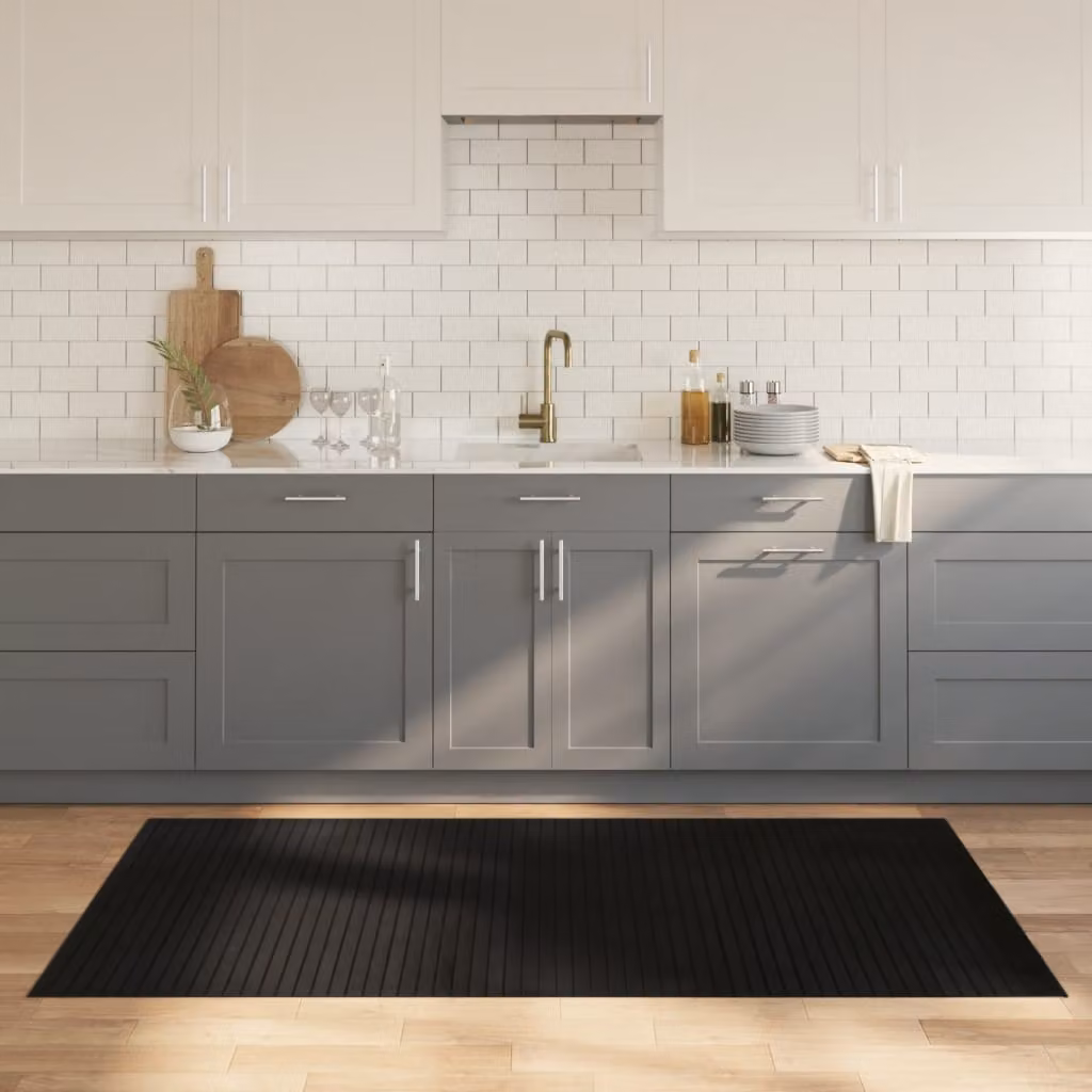 vidaXL Tappeto Rettangolare Moderno Nero in Bambù e Polipropilene, L 100 cm x P 200 cm
