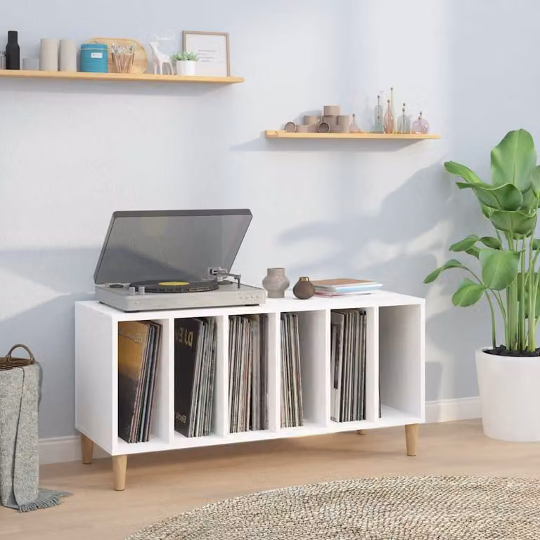vidaXL Mobile Porta Dischi Bianco in Legno Multistrato L: 100 cm, P: 38 cm, H: 48 cm
