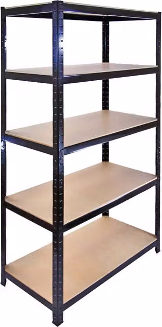 Set di 10 Scaffali in Acciaio Senza Bulloni T-Rax Monster Shop Neri, Larghezza: 90 cm – 1