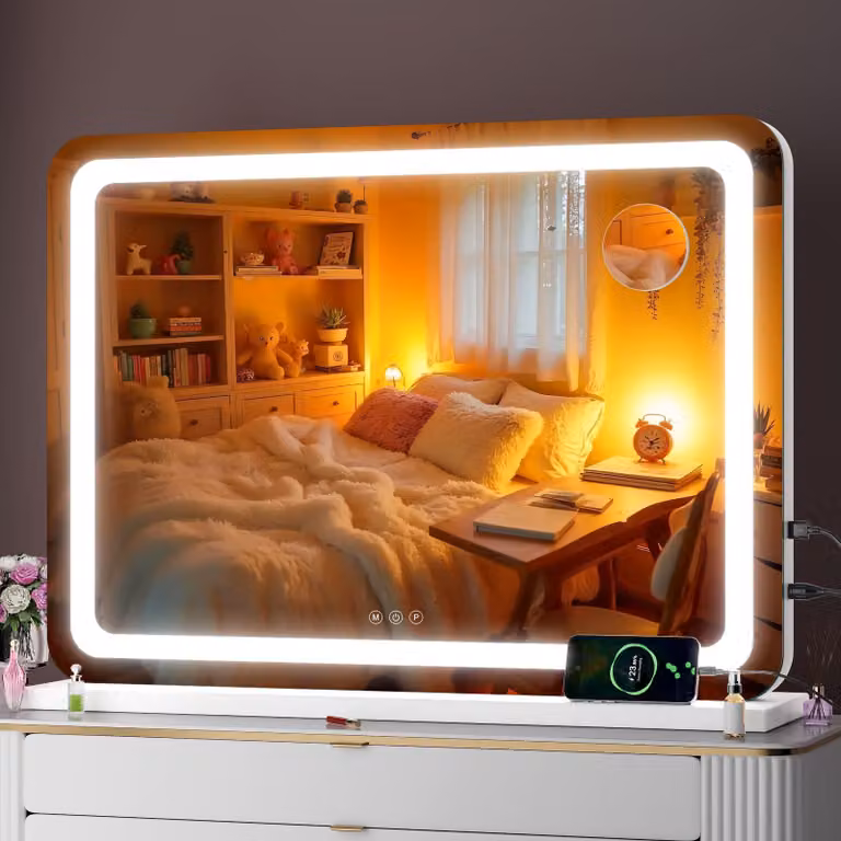 Specchio da trucco a LED, 80x55 cm, con intensità regolabile, 3 modalità di illuminazione, controllo touch