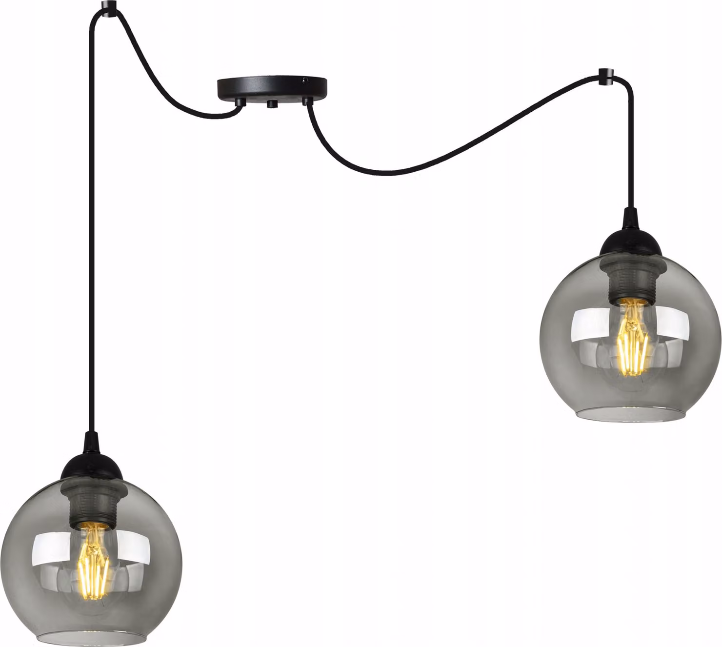 Elegante Lampada A Sospensione A Ragno, Paralume In Vetro