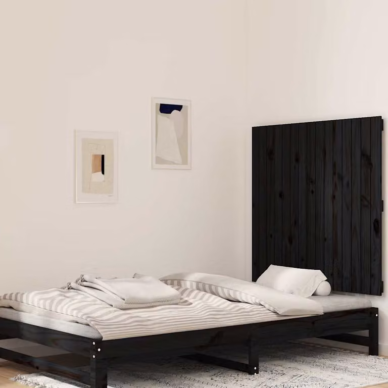 Testiera da parete vidaXL in legno massello di pino nero, L 95,5 x P 3 x H 90 cm