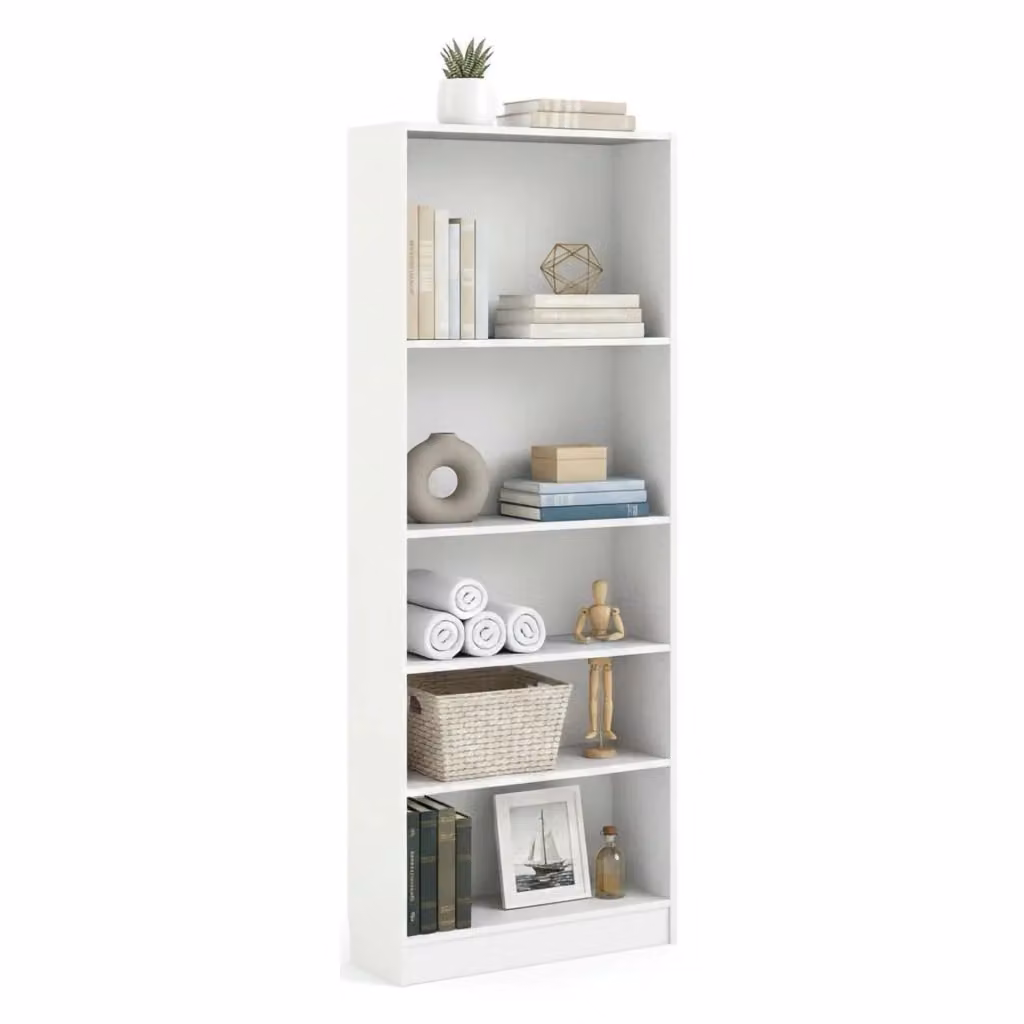 Libreria moderna DMORA in MDF bianca con pannello posteriore L: 79 cm, P: 27 cm, H: 107 cm – 2