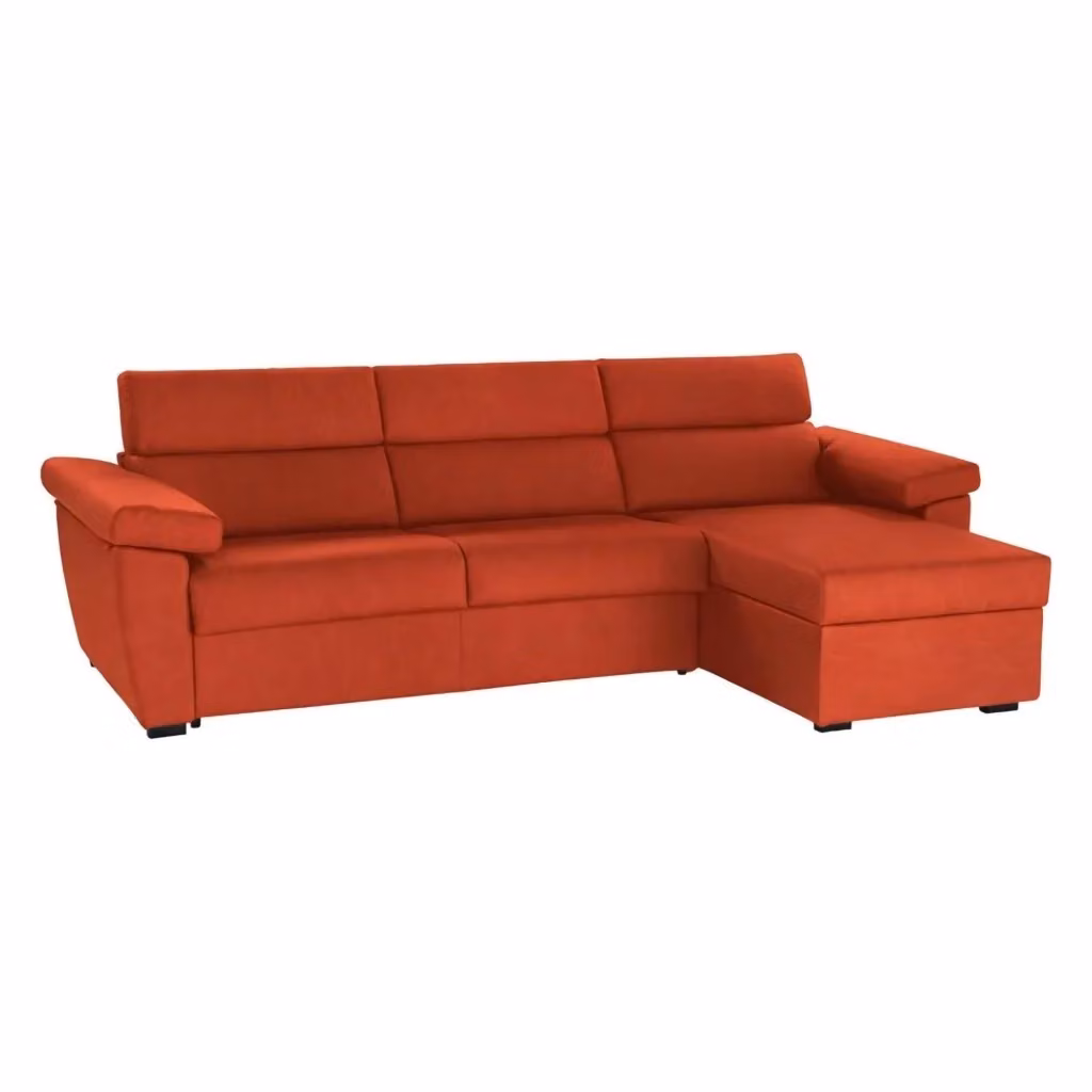 Ceto Divano ad L con Penisola Sfoderabile Made in Italy Arancione L/P: 285 x 160 cm – 2
