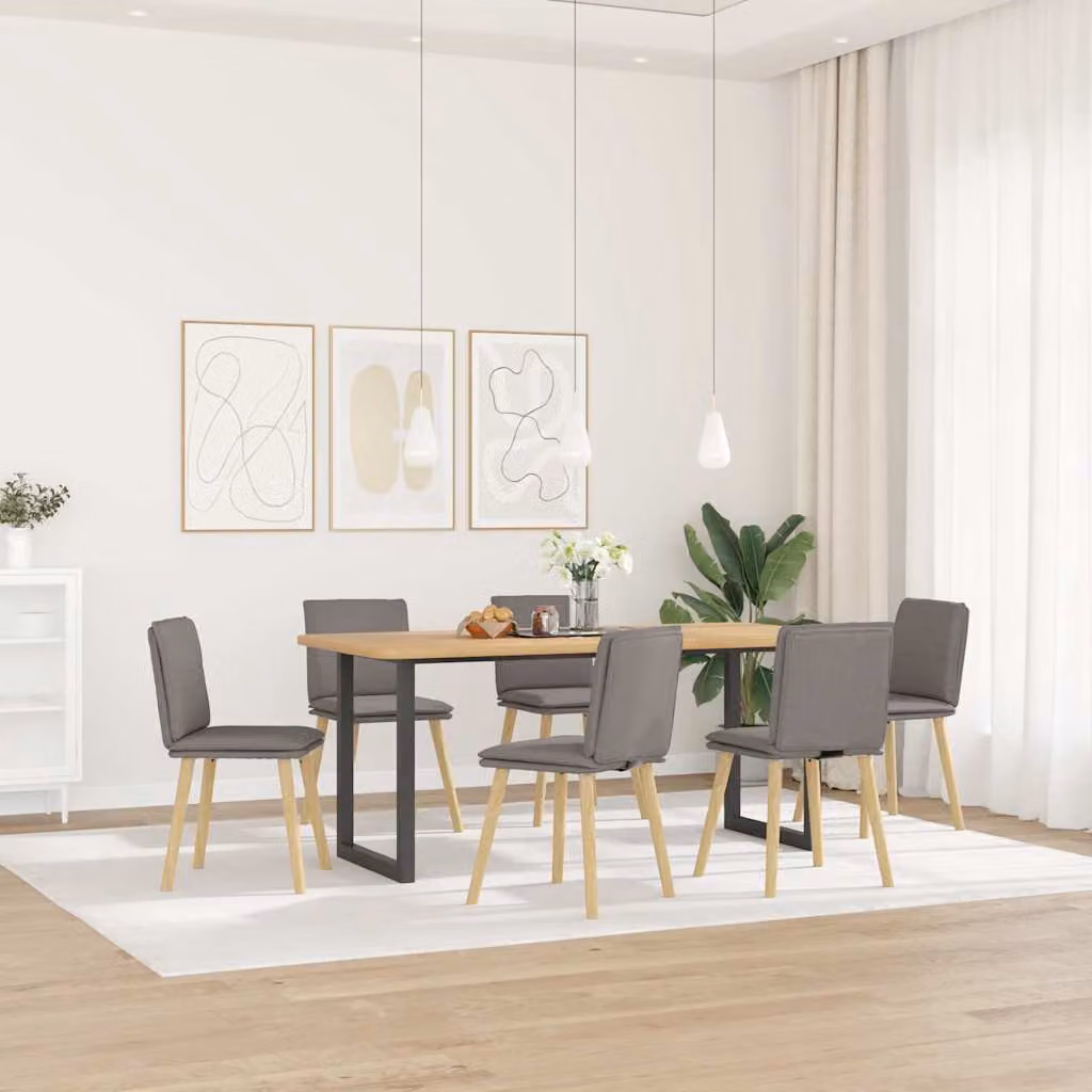 Set di 6 sedie da pranzo vidaXL in tessuto grigio talpa con struttura in legno e metallo