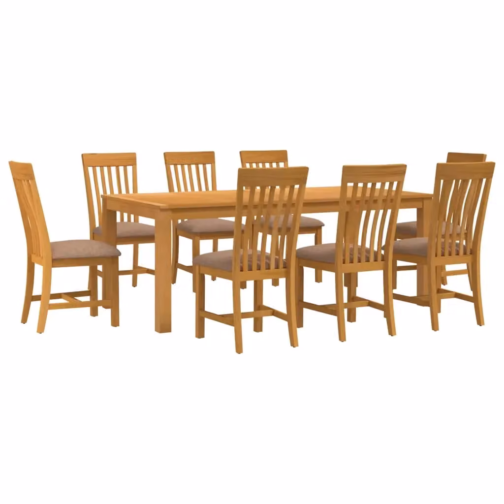 Set da pranzo moderno vidaXL in legno di quercia composto da tavolo rettangolare e 8 sedie, colore grigio e marrone – 2