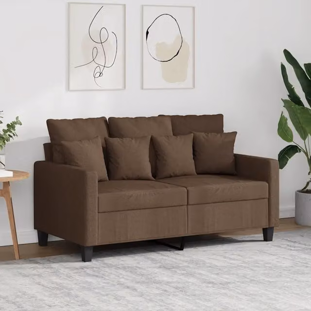 Divano a 2 Posti-Sofa 2 Posti Marrone 120 cm in Tessuto 678776