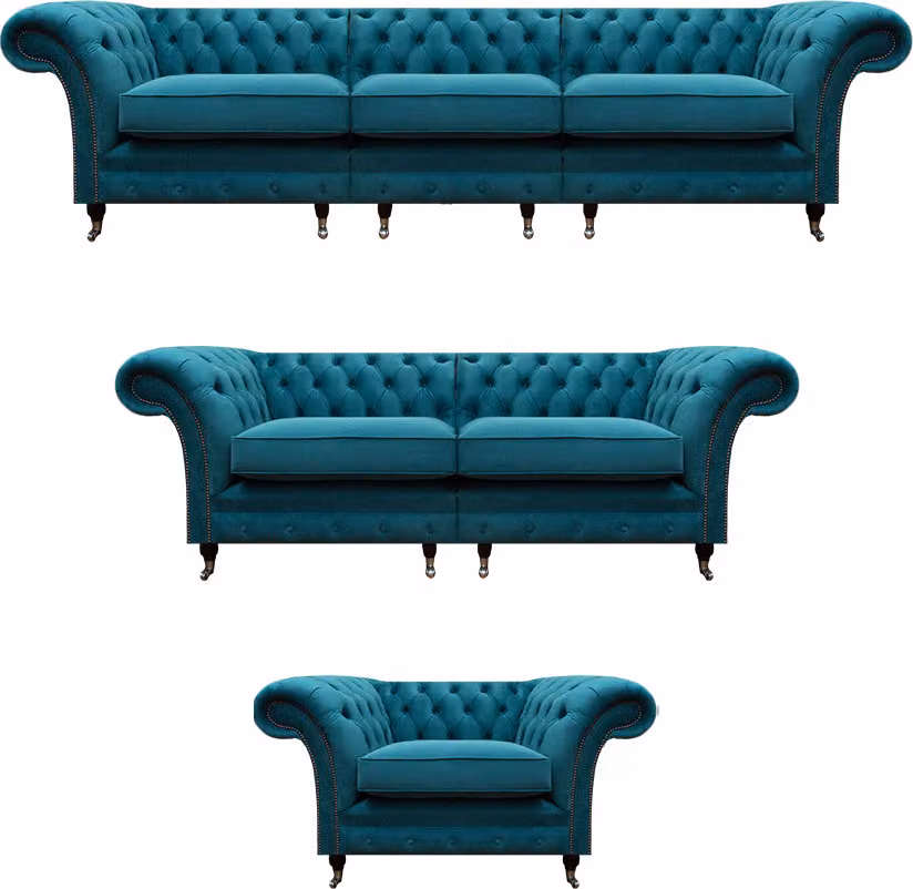 Luxus Set 3tlg Sofas Polstermöbel Sessel Couch Wohnzimmer Chesterfield