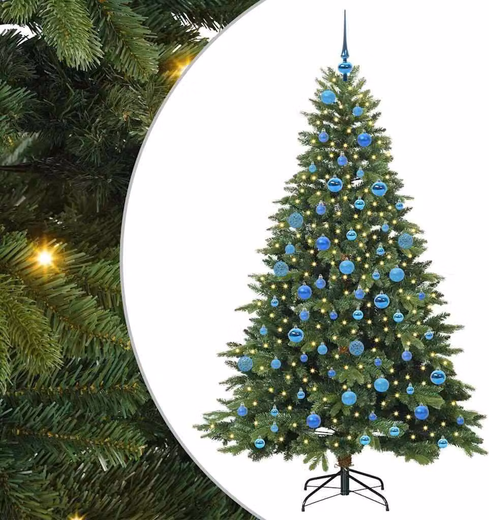 Albero di Natale artificiale con 300 LED Verde 180 cm PE e PVC