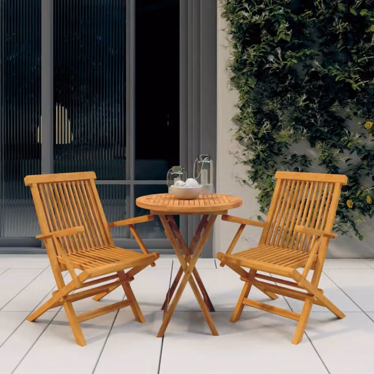 The Living Store Set da pranzo da giardino 3 pz. Set da pranzo da giardino in legno massiccio teak