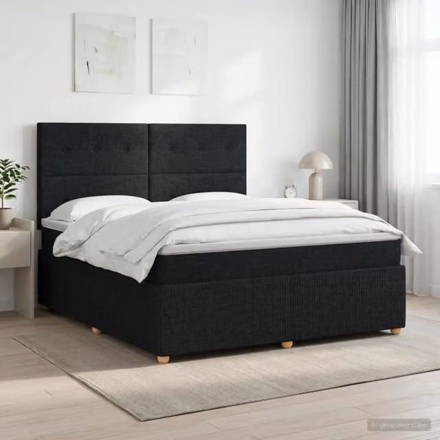 Letto box spring con materasso vidaXL in tessuto nero L/P: 180 x 200 cm