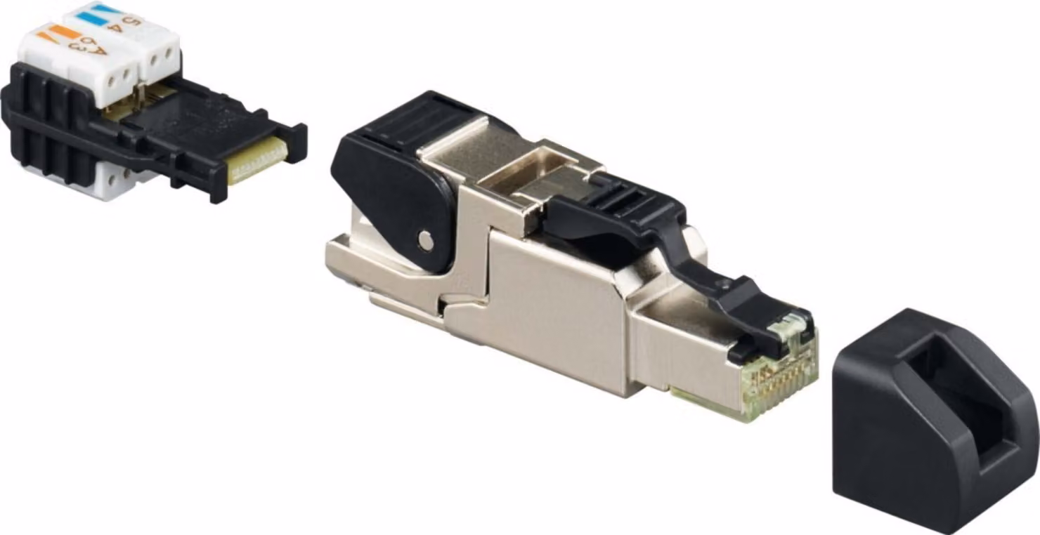 Rutenbeck Cat.6A iso connettore universale, RJ45, schermato, assemblabile sul campo, montaggio senza attrezzi, 1 pz.