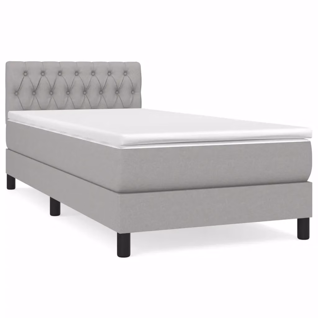 vidaXL Giroletto a Molle Ibrido con Materasso in Tessuto Grigio Chiaro e Bianco L/P/H: 203 x 100 x 88 cm – 2