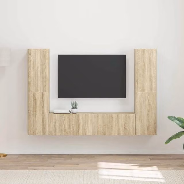 Set mobile TV 6 pz-Credenza per TV Rovere Sonoma Legno multistrato 687603