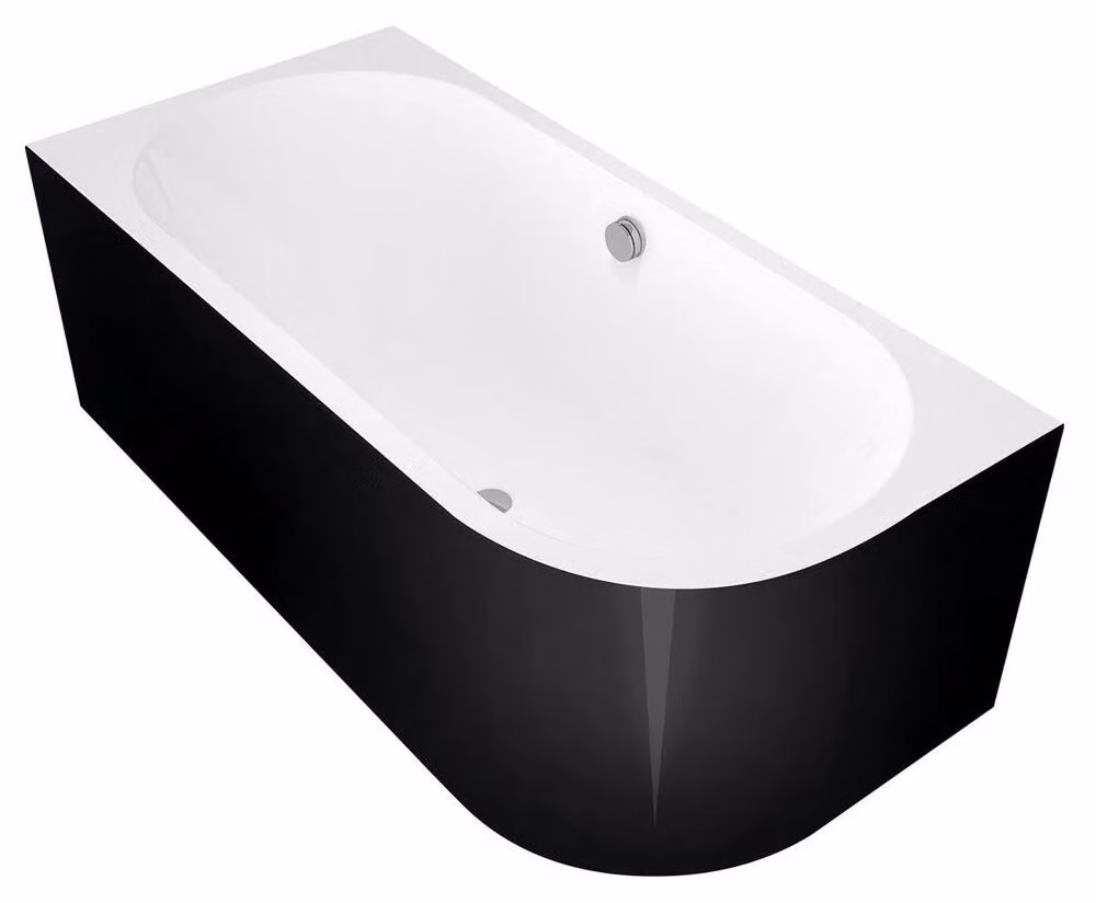 VIVA L MONOLITH vasca asimmetrica 180x75x60cm, sinistra, bianco/nero