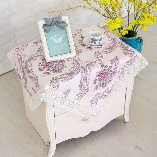 Tovaglia con motivi floreali, tovaglietta rettangolare, sacchetto in tessuto, accessorio d'arredo per matrimoni, feste e vacanze (80x80 cm)