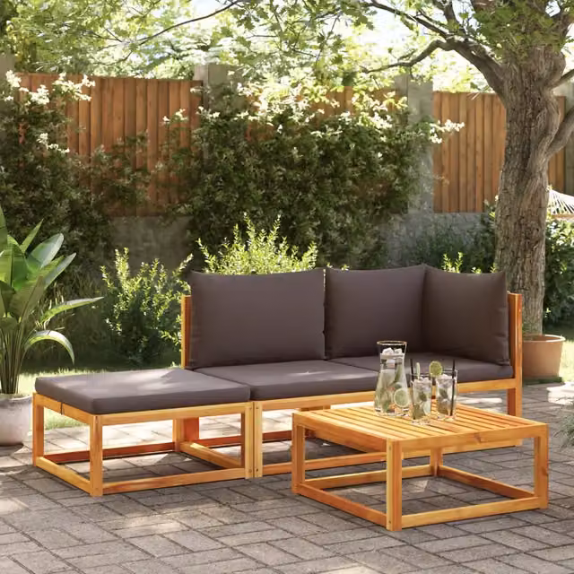 Set di divani da giardino 3 pz con cuscini in legno di acacia 3278844