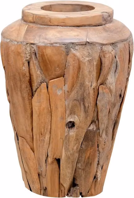Vaso Decorativo Rustico in Legno Massello vidaXL, Marrone, L: 40 cm, H: 60 cm