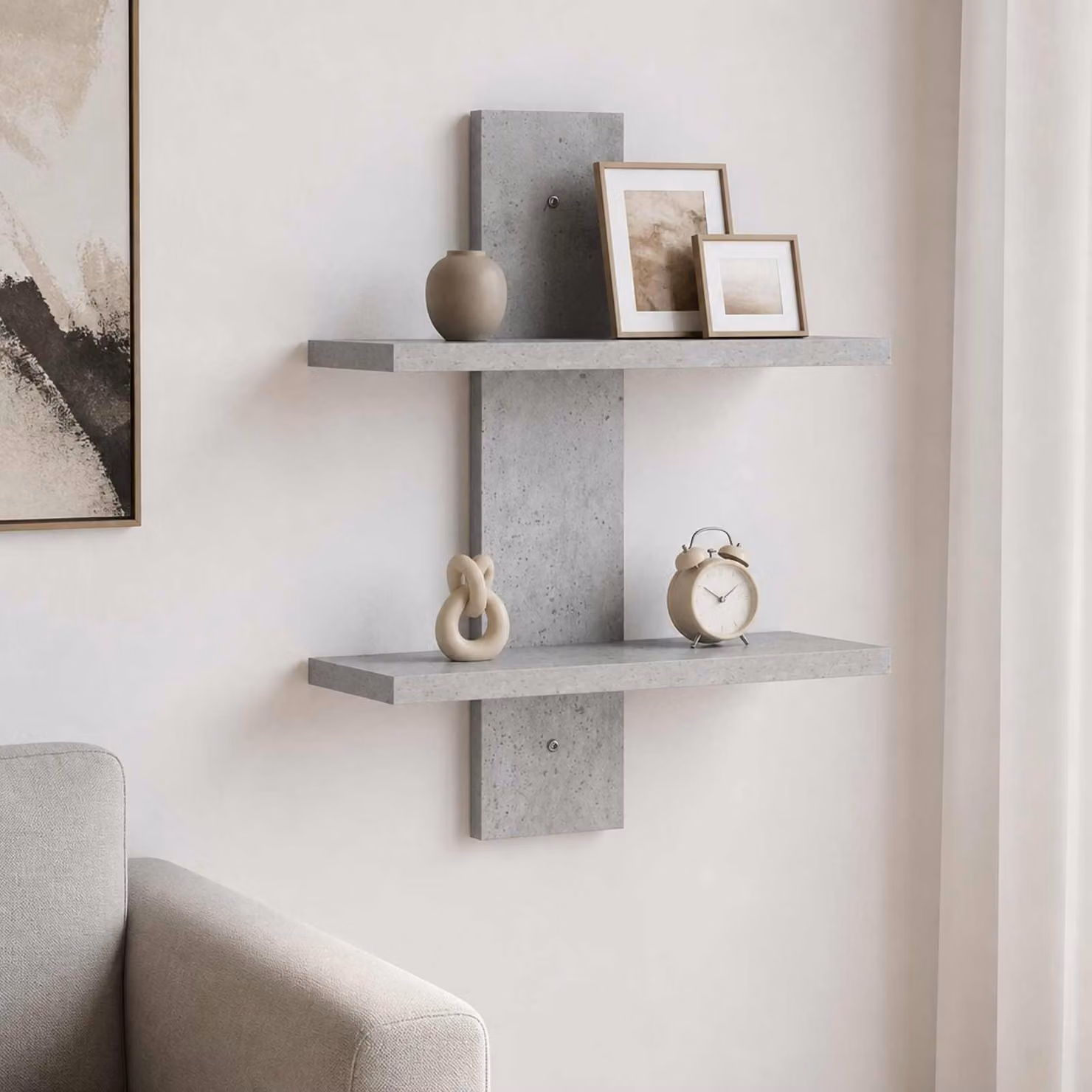 Scaffale da parete moderno vidaXL Grigio, L 30 cm x P 13,5 cm x H 43 cm
