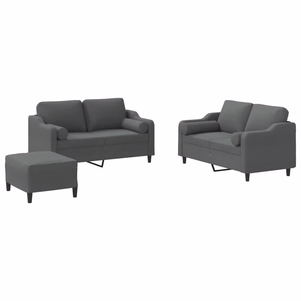 Set di divani da soggiorno moderno vidaXL in tessuto grigio con cuscini inclusi – 2