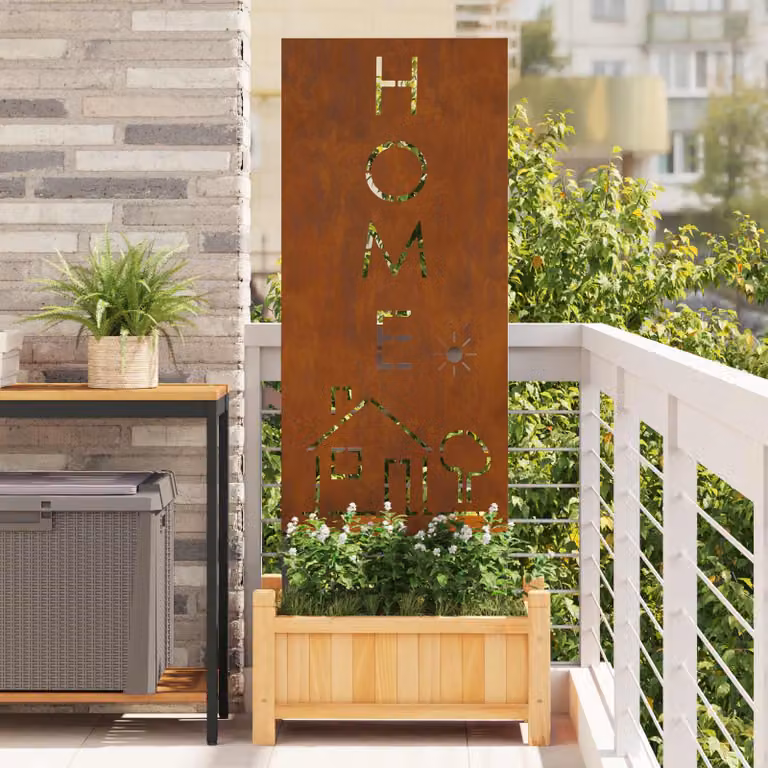 Paravento per privacy da giardino vidaXL in acciaio marrone, L: 50 cm, H: 140 cm