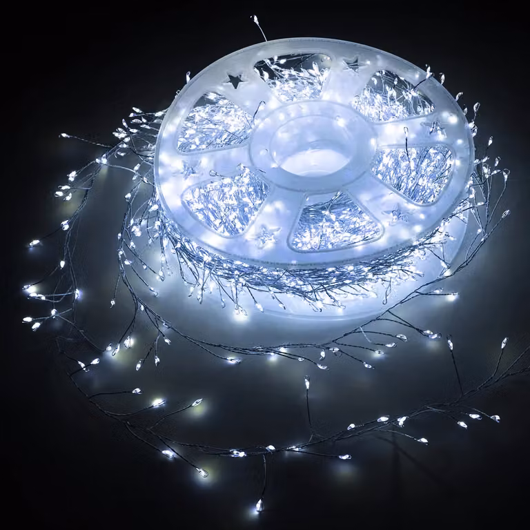 Dictrolux Catena Luminosa di Natale con 1000 MicroLED Bianco Freddo e Colore Argento, Lunghezza: 13 m