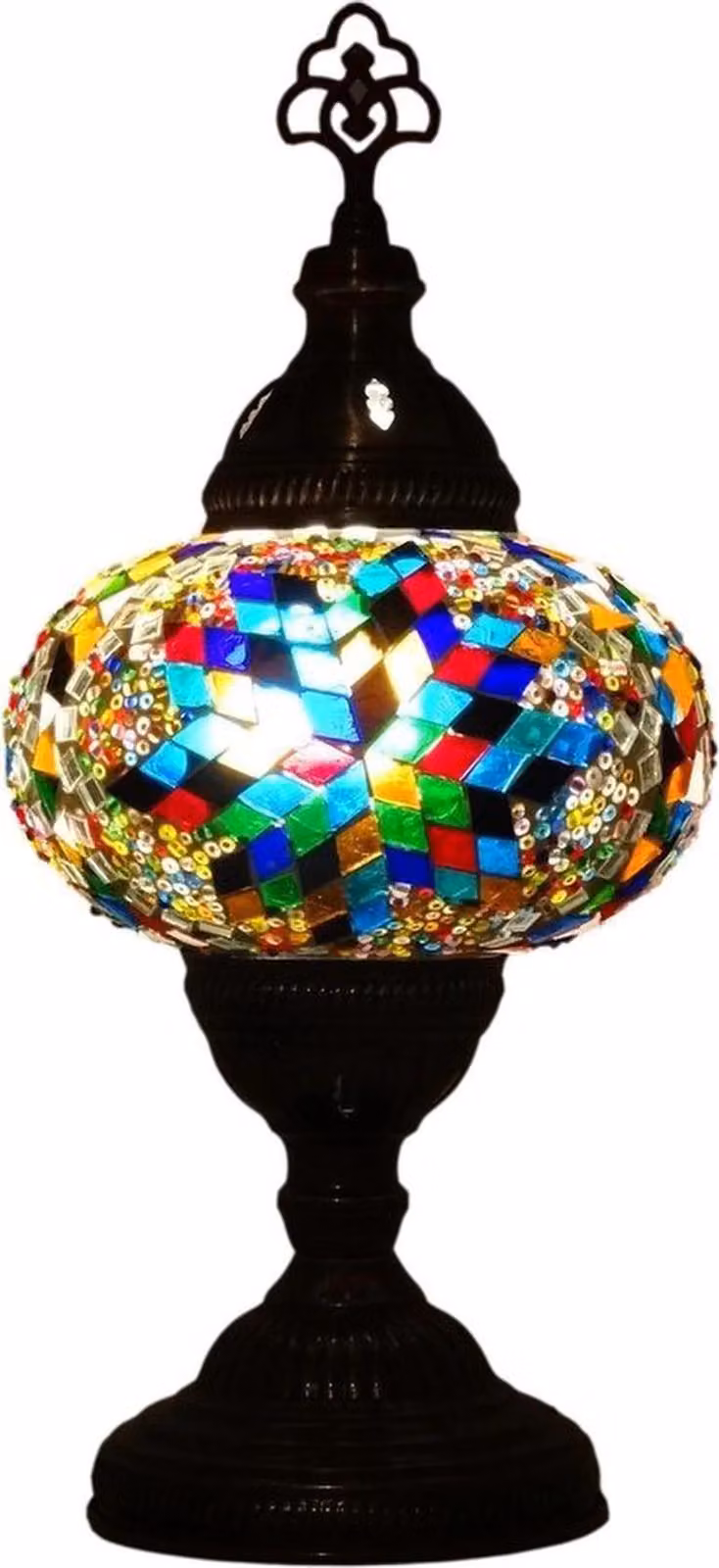 Lampada da tavolo turca con mosaico colorato di 13 cm - Lampada orientale realizzata a mano per una luce suggestiva