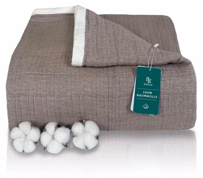 Solidchoice - Coperta in mussola di cotone al 100%, a 4 strati, morbida e traspirante