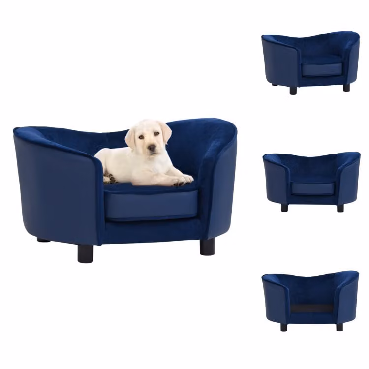 vidaXL Divano per cani blu 69x49x40 cm in peluche e Pelle finta - Letti per cani