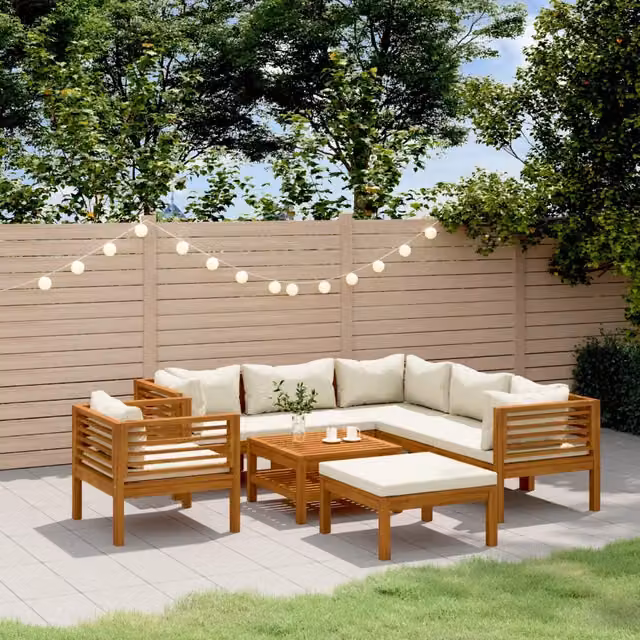 Set di Divani da Giardino 8 Pezzi vidaXL in Legno di Acacia con Cuscini Beige e Marrone – 1