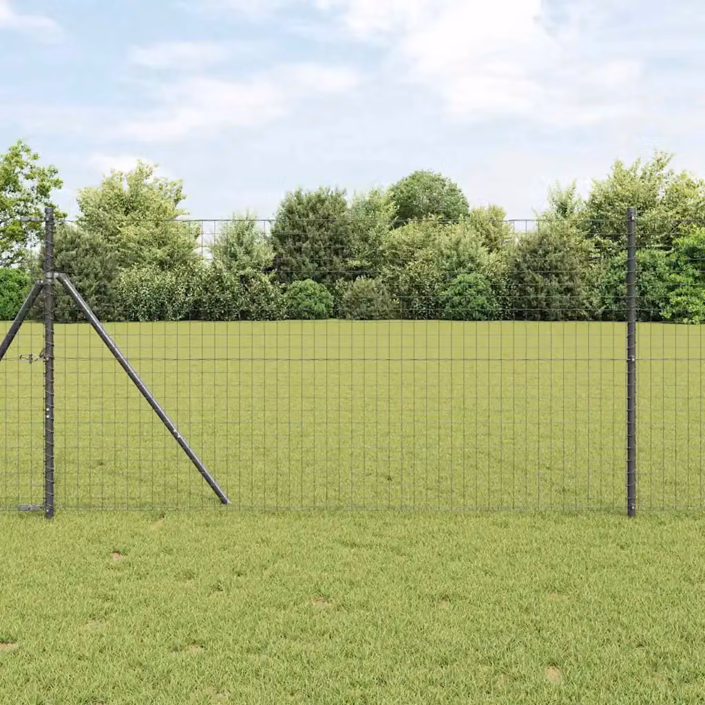 Recinzione Euro vidaXL in ferro rivestito in PVC Grigio, L: 10 m, H: 1 m