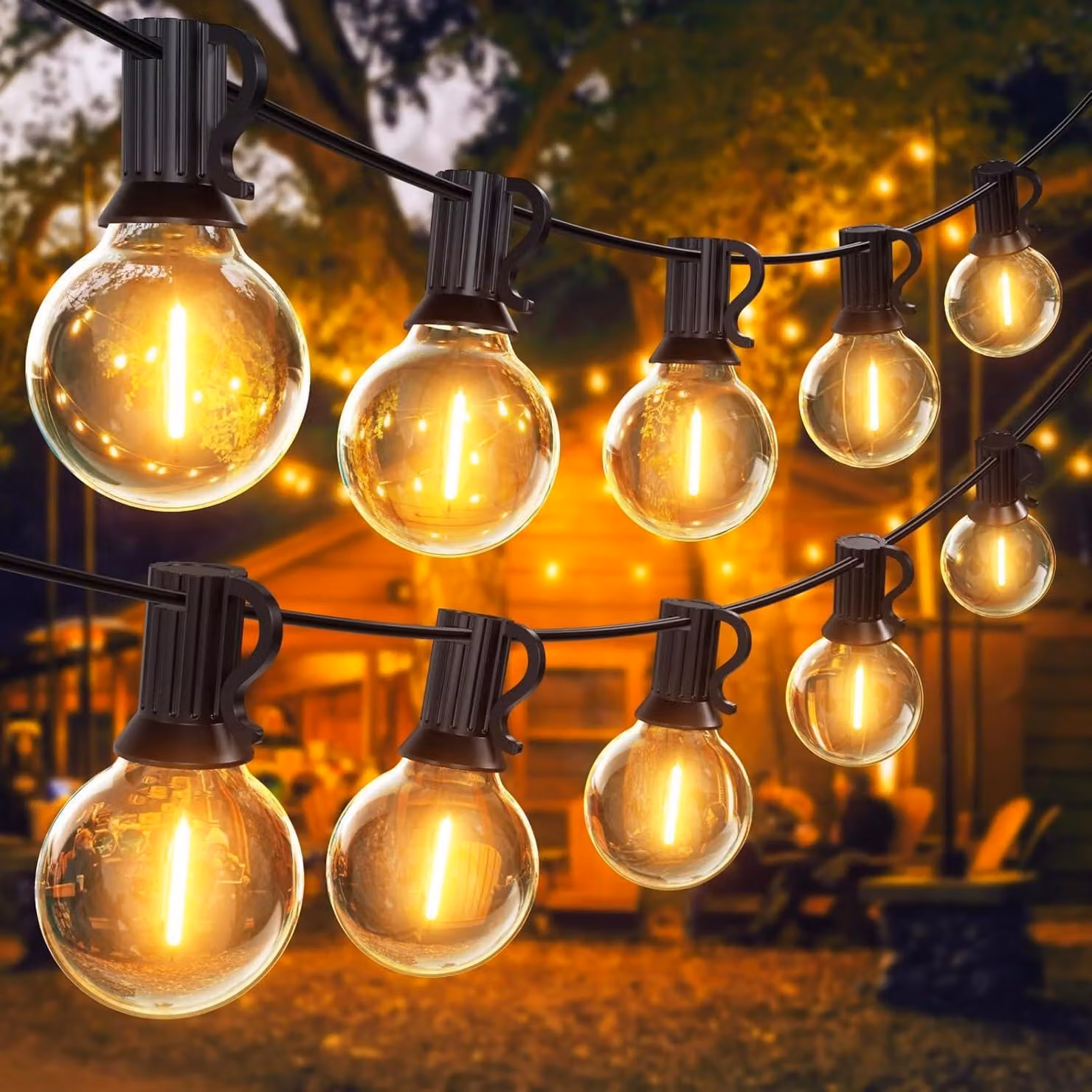 Catena luminosa LED per esterni, 30 metri/100 piedi, con lampade pendenti G40