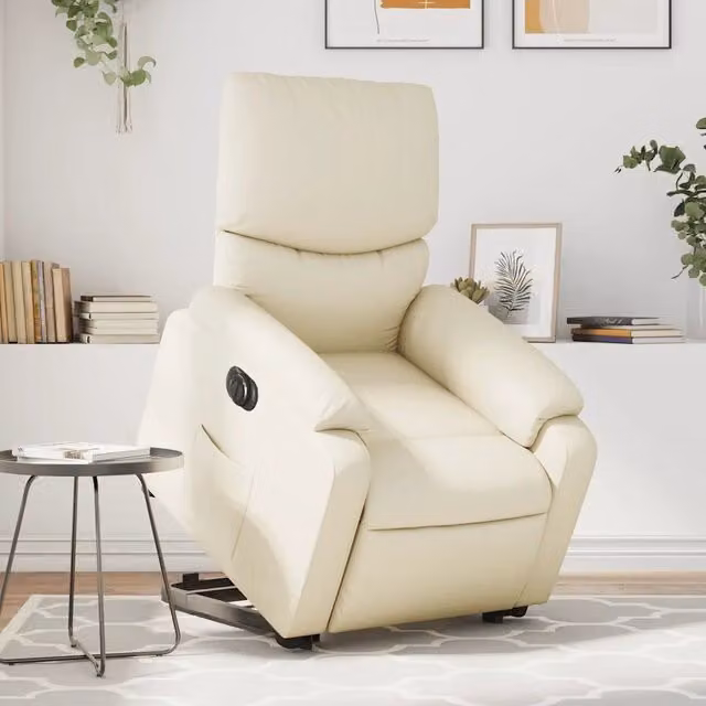 Poltrona Alzapersona Reclinabile vidaXL in Similpelle Beige con Assistenza Elettrica e Braccioli
