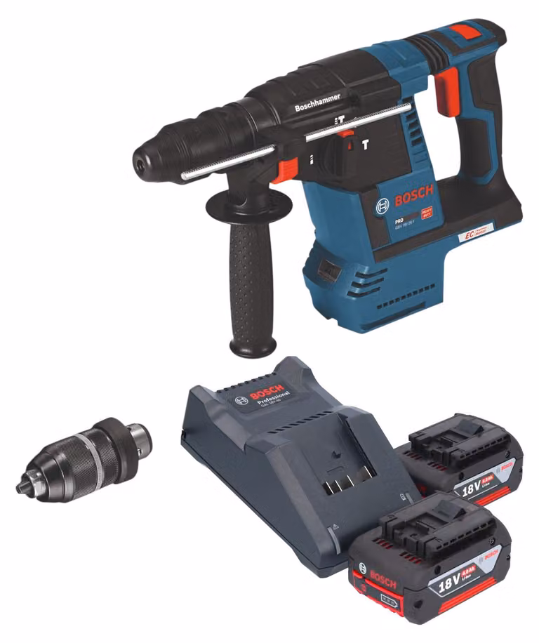 Martello perforatore a batteria Bosch GBH 18V-26 F Professional 18 V 2,6 J SDS Plus + 2 batterie da 4,0 Ah + caricabatterie