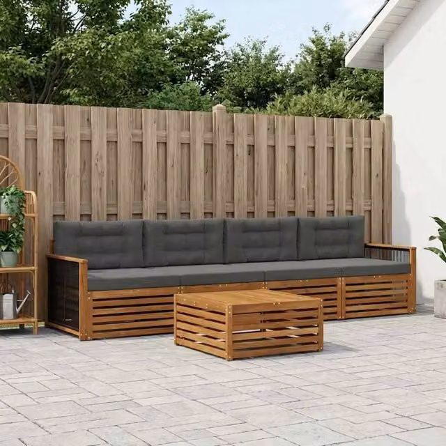 Set di divani da esterno 5 pz Naturale e Antracite 3382995