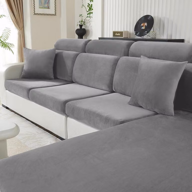 Copertura per cuscino da seduta, color grigio chiaro, per chaise longue, elasticizzata, antiscivolo, lavabile