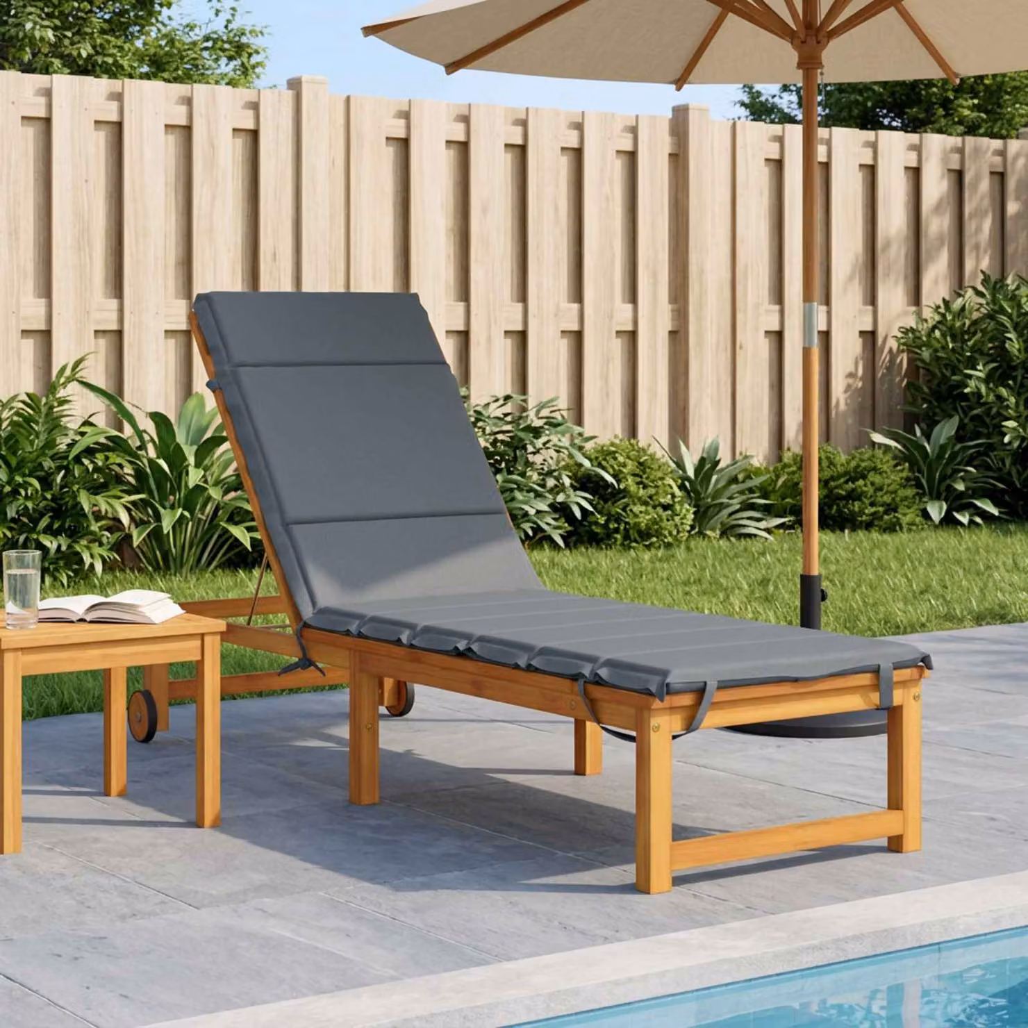 vidaXL Cuscino per Lettino GEMERT 100% Poliestere Blu 200 x 60 x 3 cm
