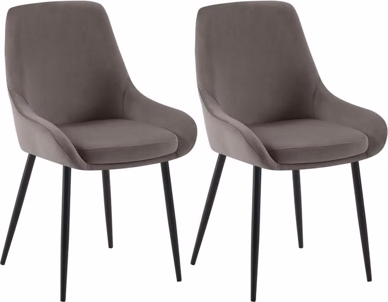 set di 2 sedie da pranzo - Sedie in velluto - Seduta e braccioli confortevoli, antracite
