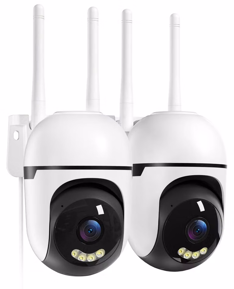 Telecamera di sicurezza WESECUU 2K, con Wi-Fi, per uso esterno, con rotazione a 360 gradi