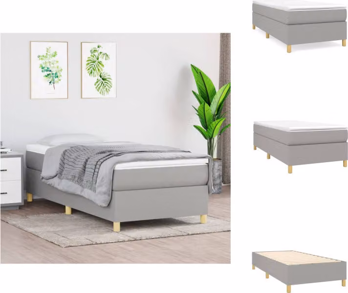 vidaXL Letto a molle con materasso grigio chiaro 80x200 cm in tessuto - Letti & strutture letto