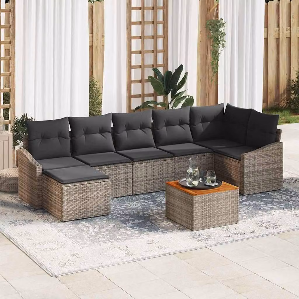 Maison Exclusive - Set Divano da Giardino con cuscino 8 pcs Grigio Poly Rattan