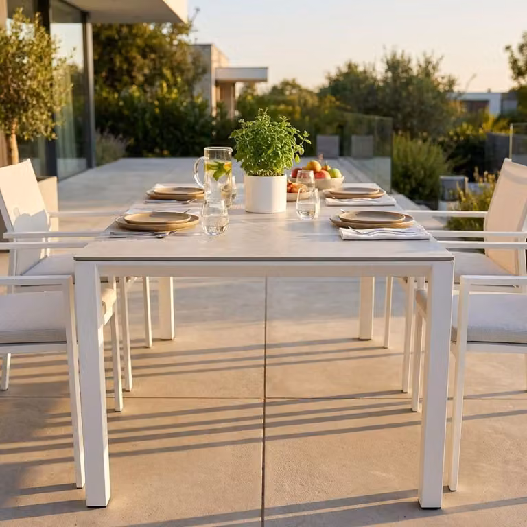 Milani Home - tavolo da giardino allungabile, alluminio, 10 posti, bianco, piano 180 x 240 cm