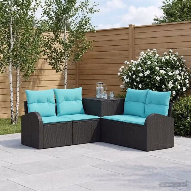 Set di divani 5 pz Nero e Blu 179 x 179 x 85 cm 3447773