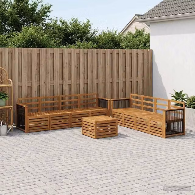 Set di divani da esterno 9 pz Naturale 3384170
