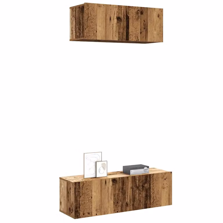 Set di 2 mobili TV da parete vidaXL in legno color marrone antico con finitura opaca