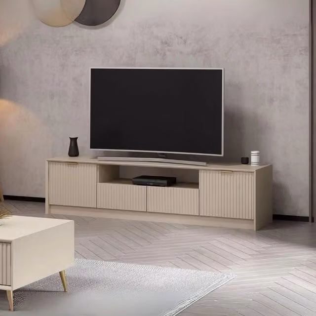 Porta TV Kale cashmere effetto cannettato 180x35x45H